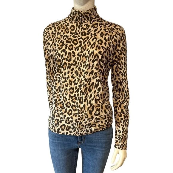 J.Crew Tissue turtleneck in Mara Leopard Natural - Picture 2 of 9